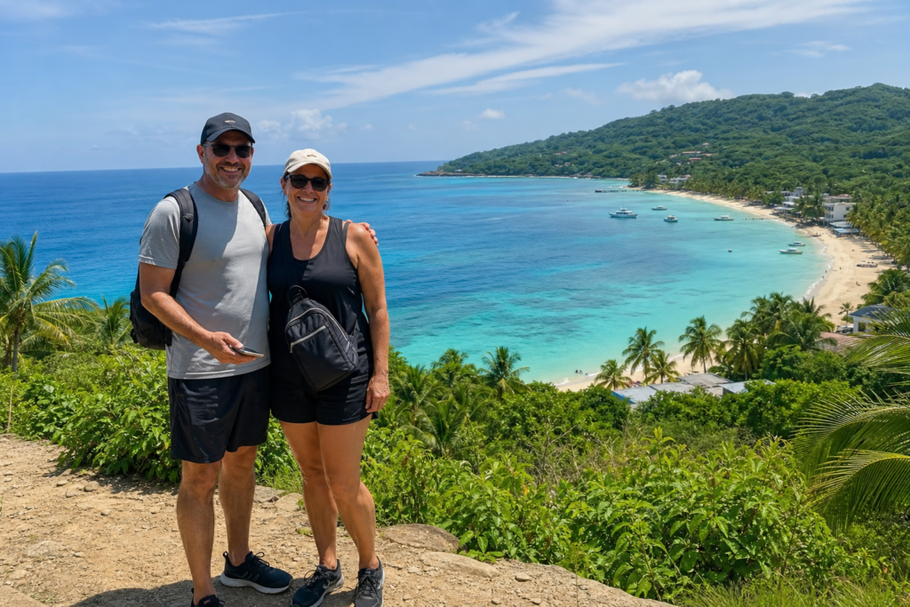 Cruise passengers dressed for an active Roatan excursion
