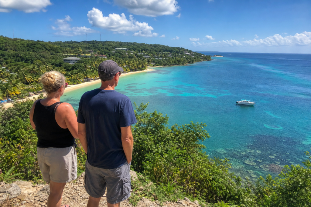 Cruise visitors overlooking Roatan’s turquoise coast